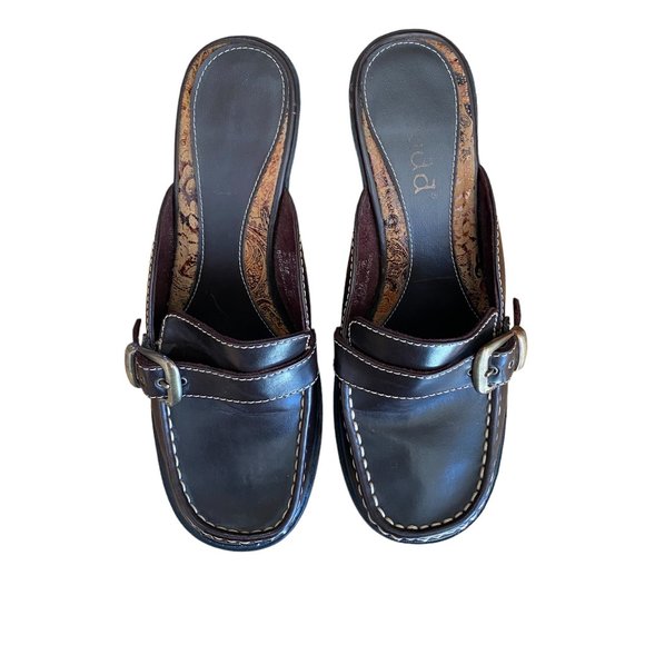 Vintage Mudd Y2K Faux Leather Chunky Block Heel Slide Slip On Mules Shoes-7.5 - Picture 3 of 11